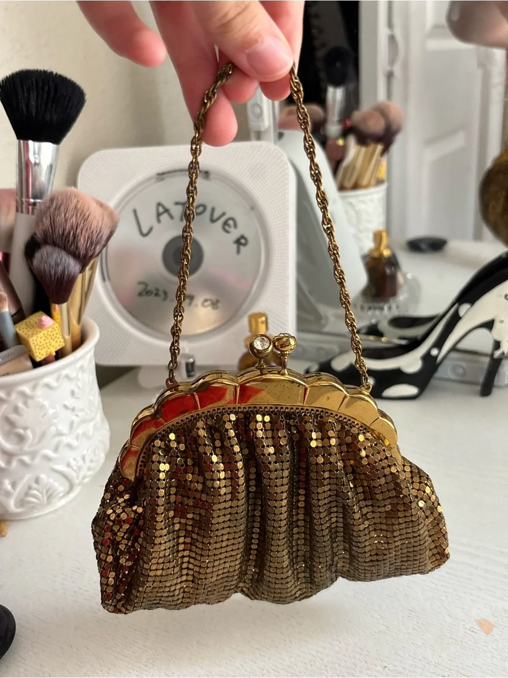 Gold Sequin Evening Clutch Purse
